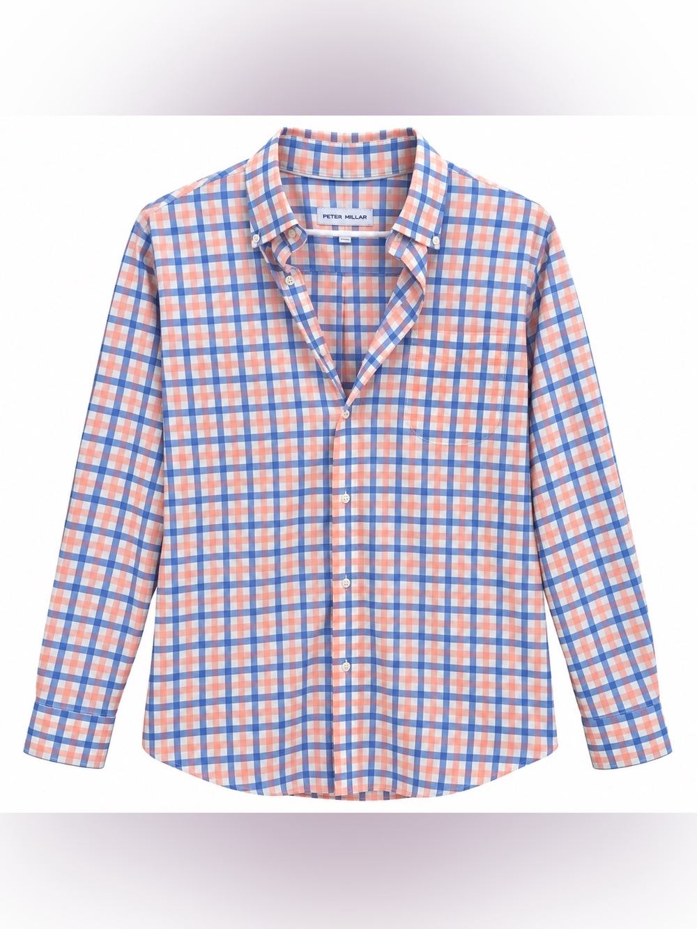 Peter Millar Mackinac Men’s L Plaid Stretch Button Down Golf Sport Shirt Blue - Picture 1 of 5